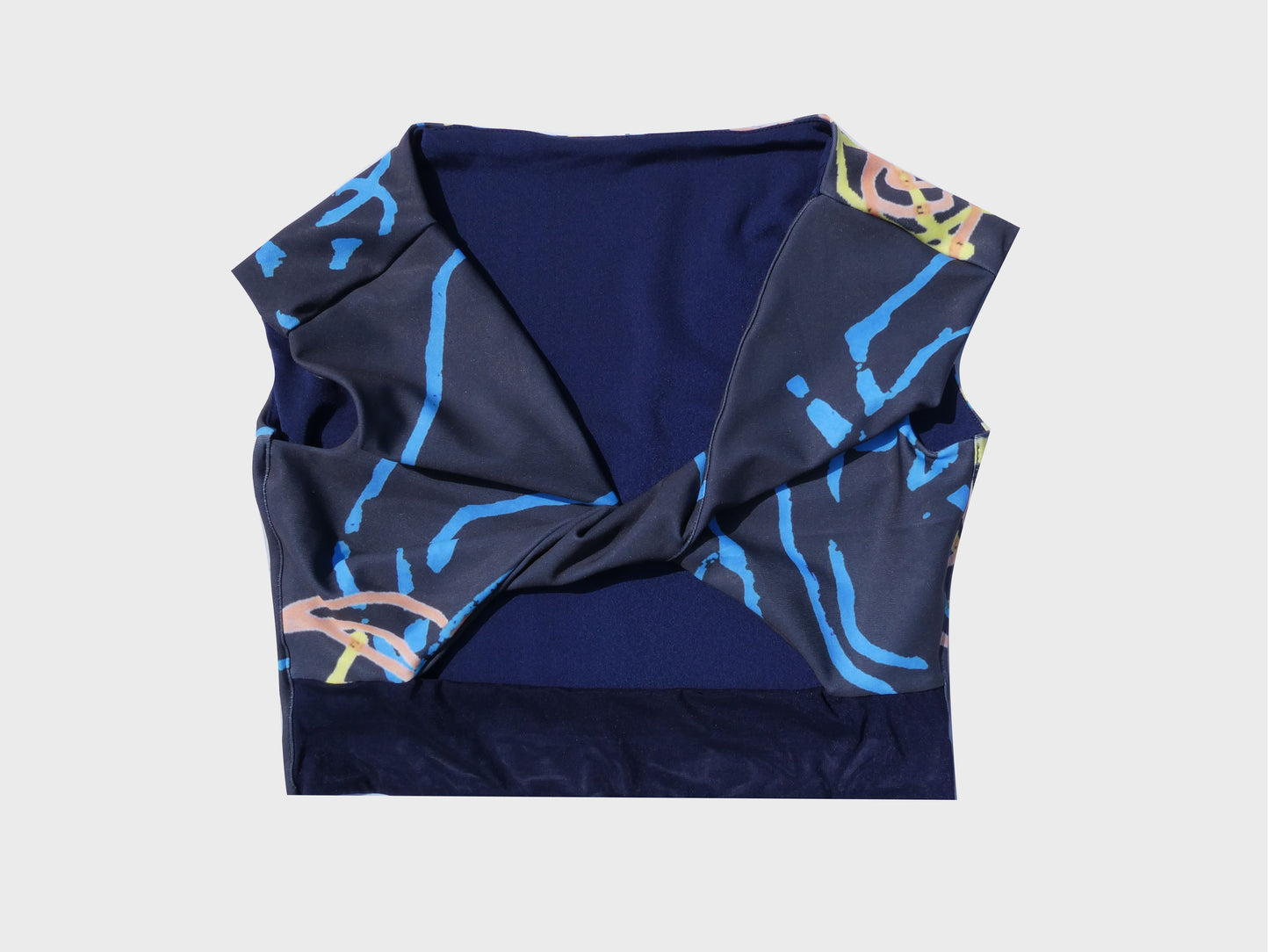 Lycra Knotted Crop in Navy