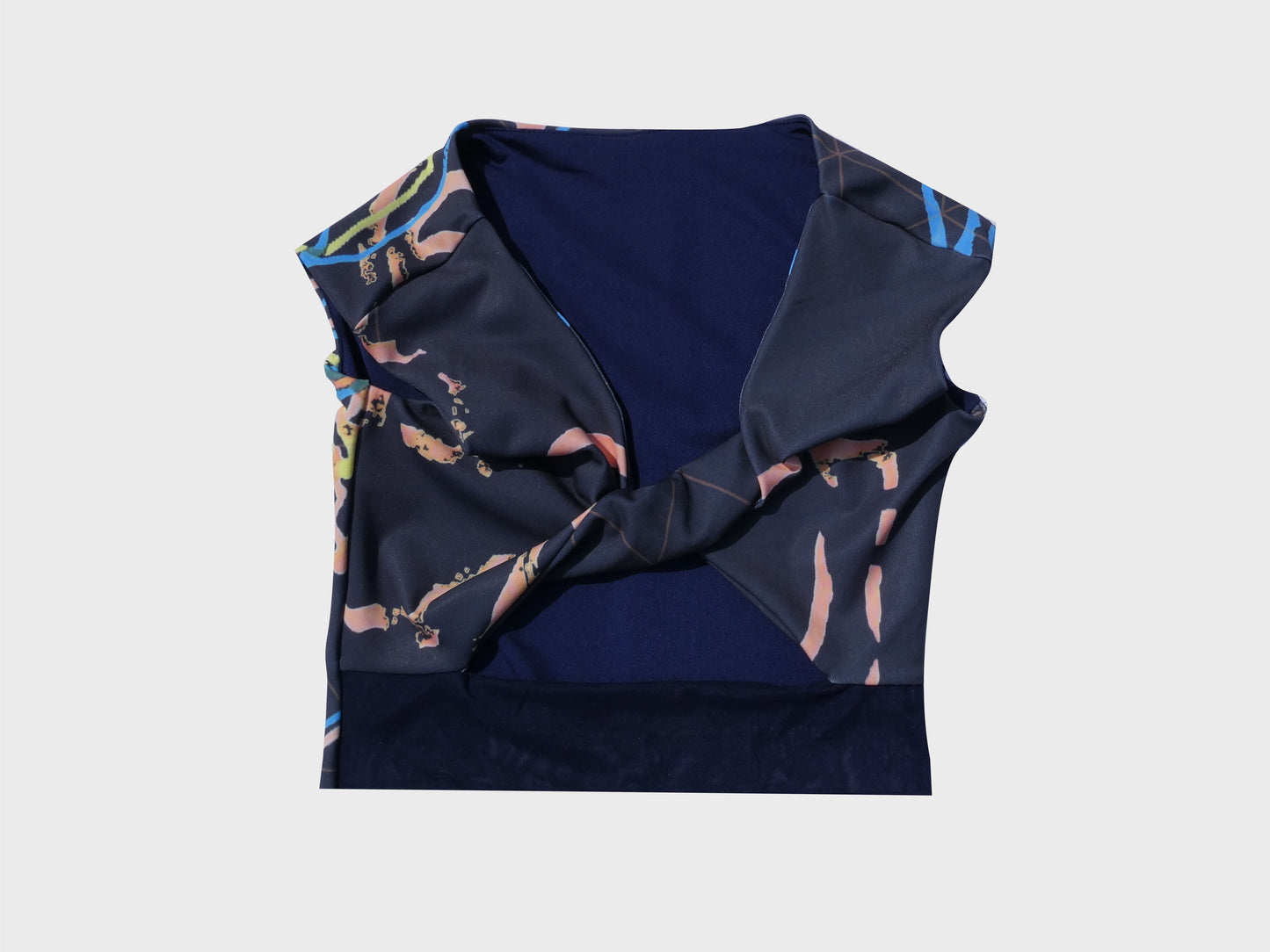 Lycra Knotted Crop in Navy