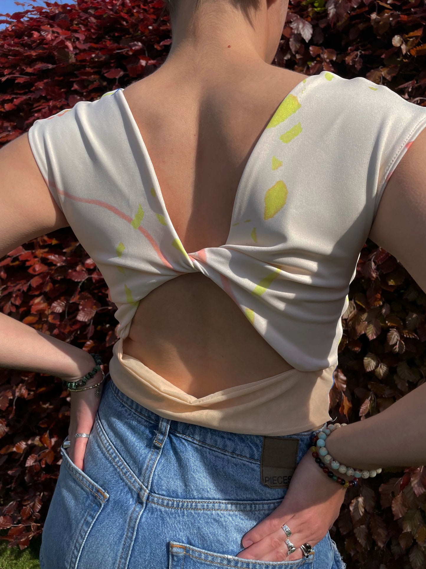 Lycra Knotted Crop in Beige
