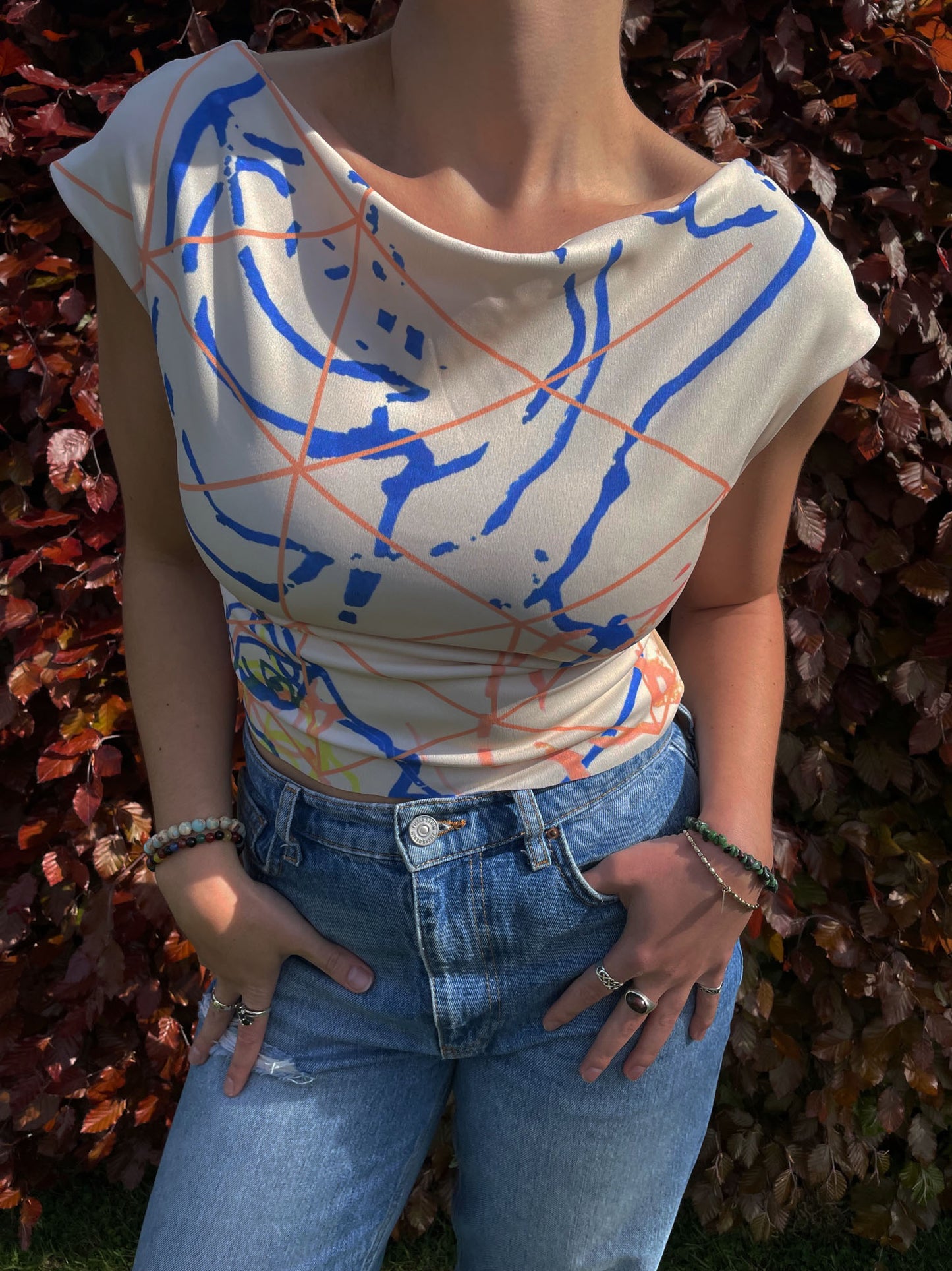 Lycra Knotted Crop in Beige