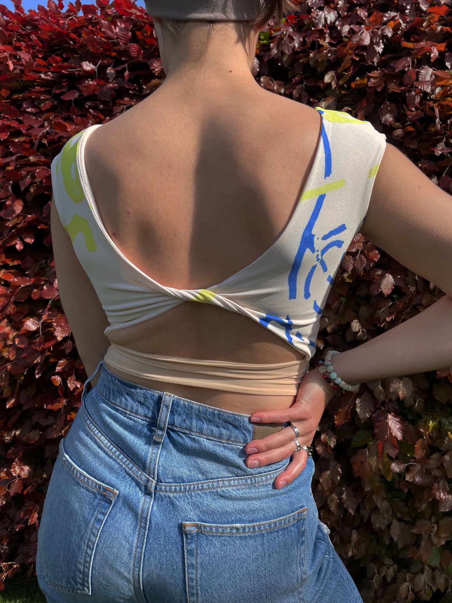 Lycra Knotted Crop in Beige