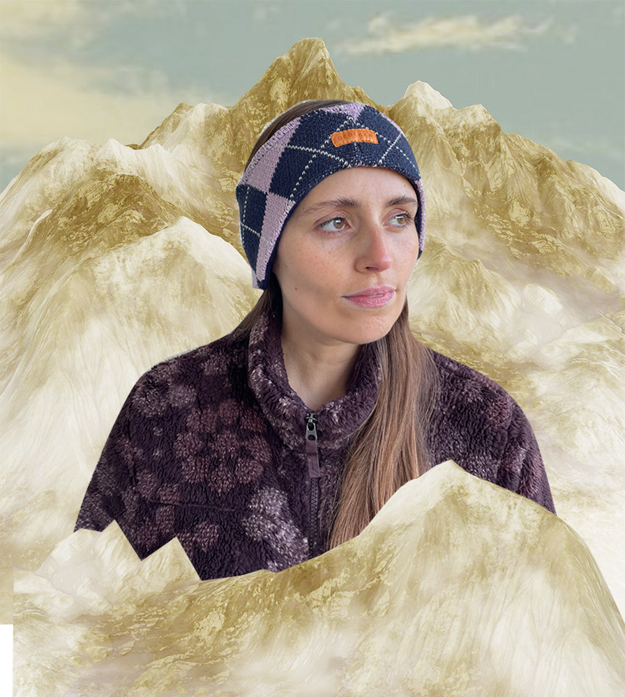 Purple Check Mate - Ear Warmer