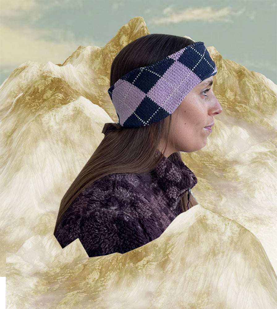 Purple Check Mate - Ear Warmer