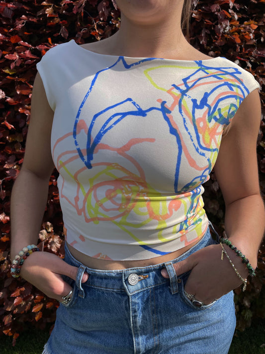 Lycra Knotted Crop in Beige