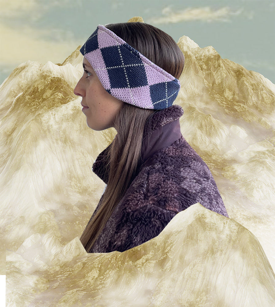 Purple Check Mate - Ear Warmer